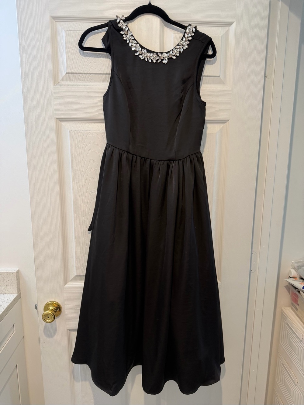 Lulu's Black Sleeveless Midi Dress with Jeweled Neckline